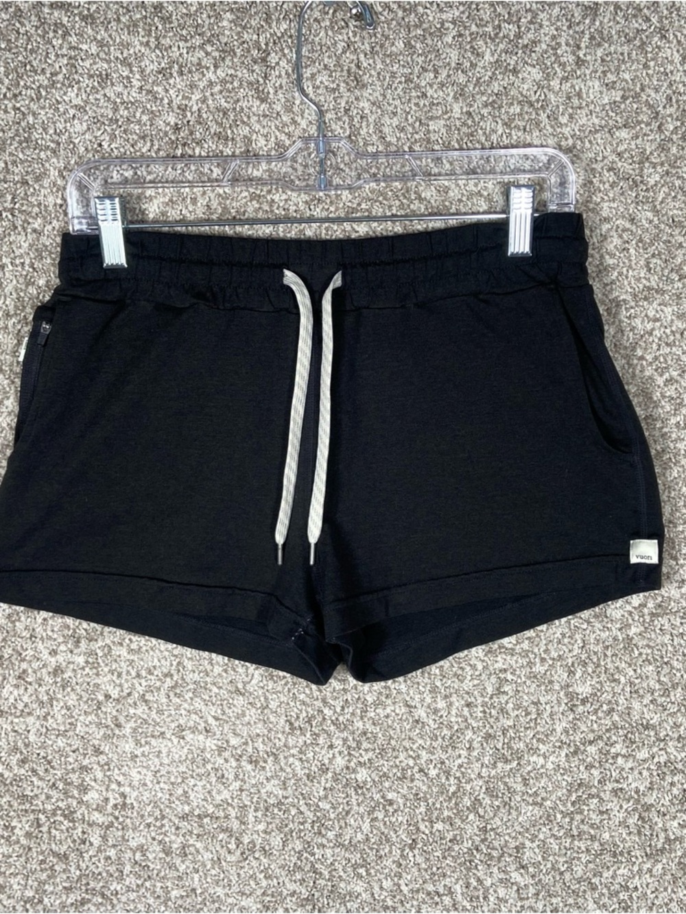 Vuori Black Women's Athletic Knit Shorts with Contrast Drawstring
